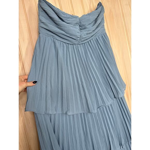 NWOT Lulus Seriously Sensational Light Blue Strapless Tiered Maxi Dress Size L - Picture 5 of 9